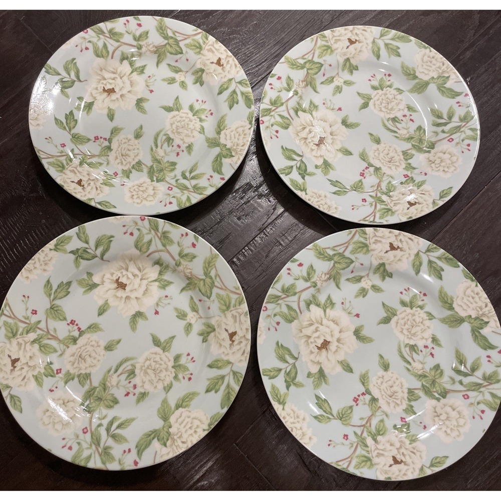 Queens Sanderson‎ Peony Tree Salad Dessert Plates Set Of 4 Box Floral Spring